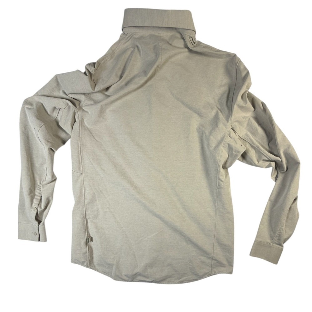 Lululemon Mens Long Sleeve Button Up Shirt Tan Khaki Tech Performance Small - Picture 2 of 9